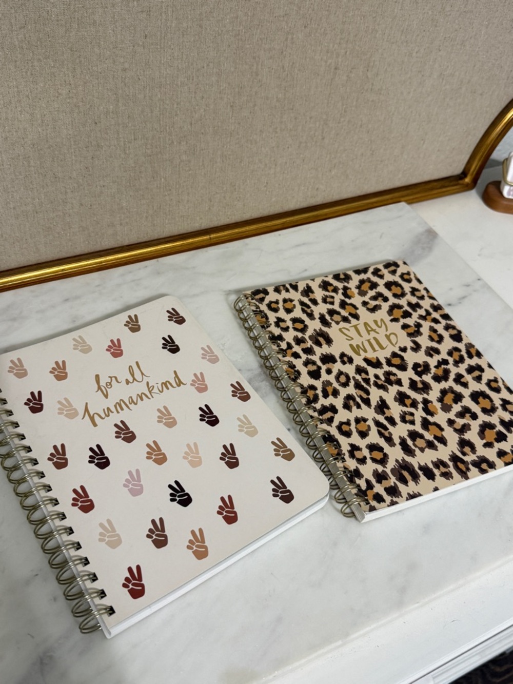 Fringe Studio Spiral-Bound Leopard, floral, Handprint Notebooks - Set of 4